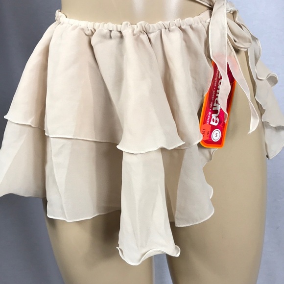 Zuliana Size Small Beige Ruffle Tie Waist Sarong. New With Tags - Picture 1 of 2